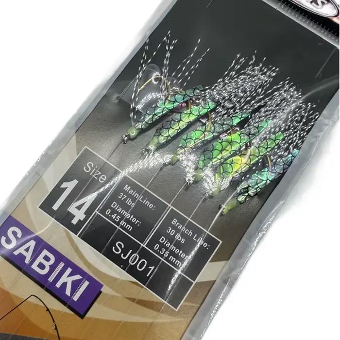 2 packs hameçons sabiki peau de poisson lumineux - appât crevette pêche mer France