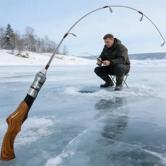 Canne à pêche sur glace portable détachable - Pôle hivernal ultraléger sensible pour pêche blanche