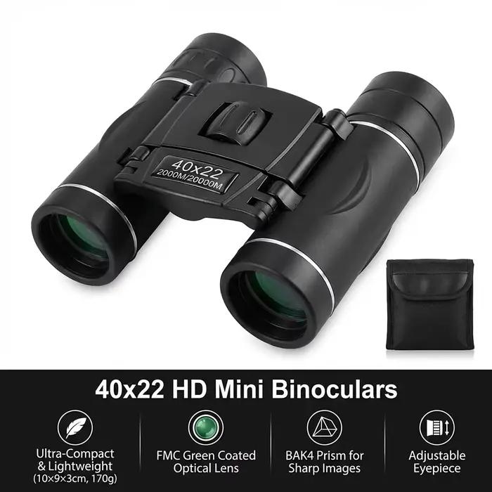 Jumelles compactes 40x22 HD BAK4 FMC pliables pour observation pêche, portée 2000m outdoor