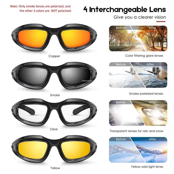 Masque désert 4 lentilles pêche chasse UV protection unisex lunettes tactiques randonnée outdoor