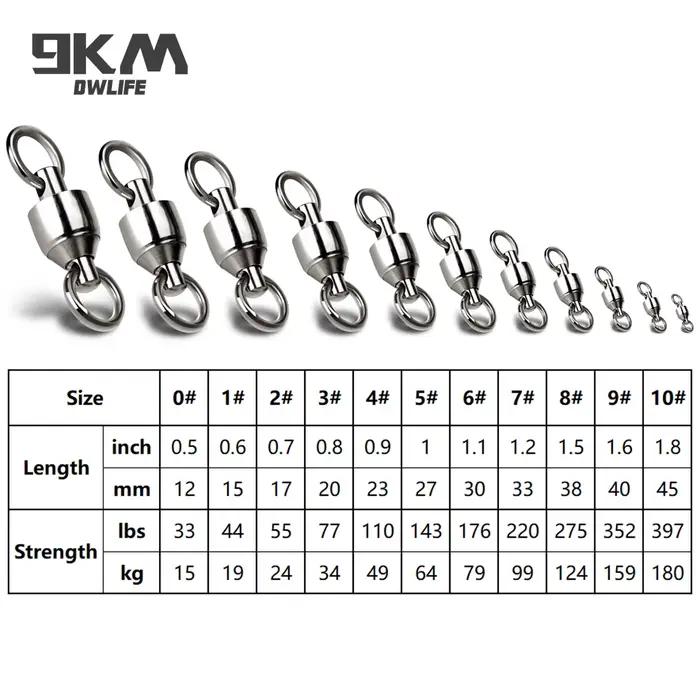 Lot de 10 émerillons roulements à billes acier inoxydable 9KM pour pêche jigging slow pitch et leurres lourds