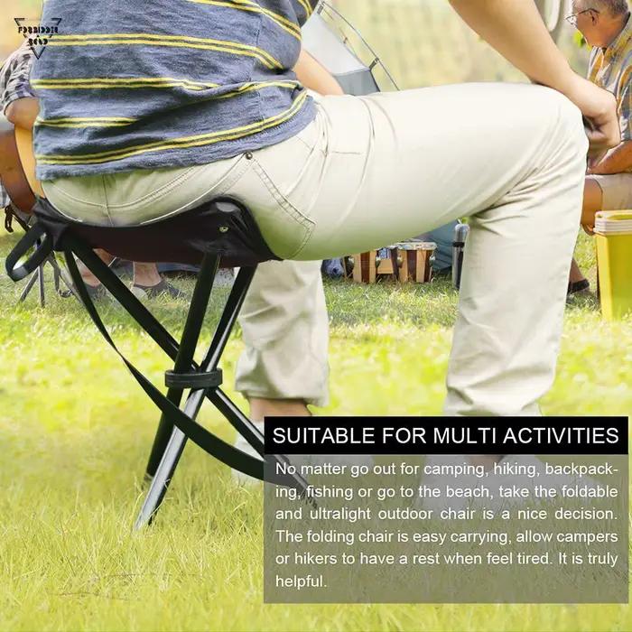 Tabouret pliable trépied portable avec étui pour camping, pêche, randonnée et chasse capacité 90kg