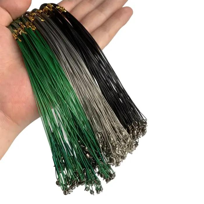 Fil de pêche anti-dent acier avec émerillon, bas de ligne plombé résistant pour carnassiers, 15 à 30 cm