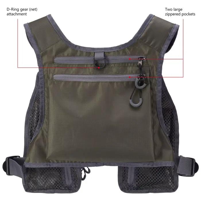 Gilet de pêche à la mouche ultra-léger Bassdash FV08 pour homme et femme, sac poitrine portable