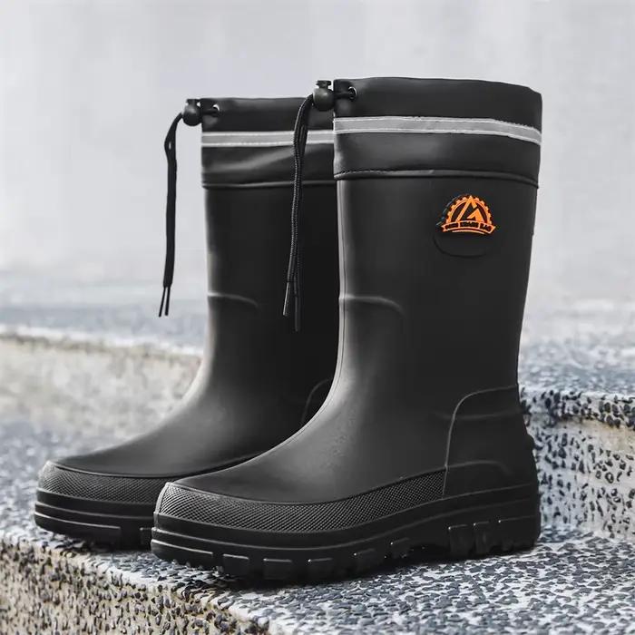 Bottes caoutchouc homme mi-mollet pêche extérieur antidérapantes chef hiver