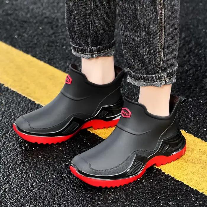 Bottes de pluie militaires vertes hommes sport courtes épaisses antidérapantes pêche EVA semelle