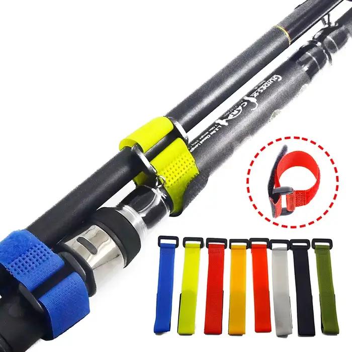 Lot de 5 sangles de fixation pour canne à pêche avec boucles et crochets accessoires pêche