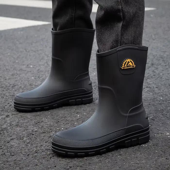 Bottes caoutchouc homme mi-mollet pêche extérieur antidérapantes chef hiver