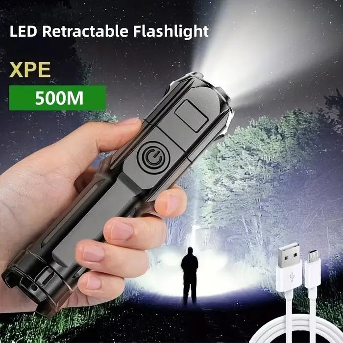 Lampe torche LED tactique rechargeable - 100 000 lumens étanche pour pêche, chasse et camping