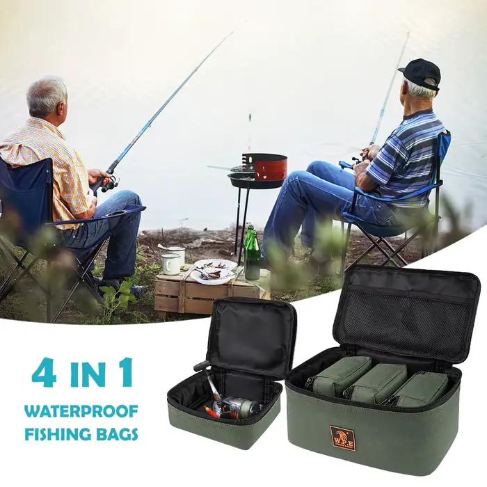 Sac organisateur pêche avec 4 poches pour rangement moulinets et leurres accessoires pêche pratique