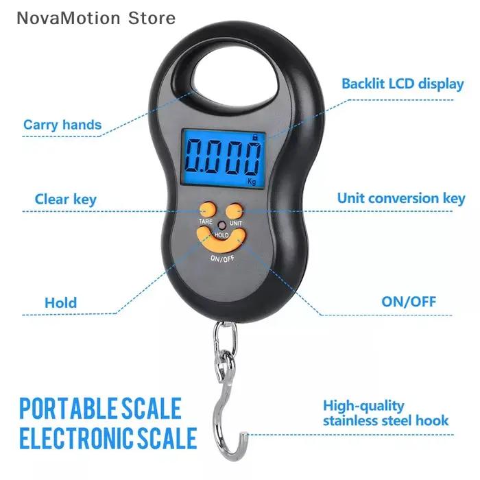 Balance noire électronique 50kg rétroéclairée - Version sombre pour pêche discrète et design moderne