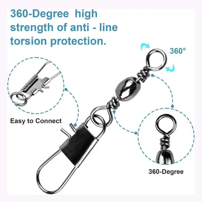 10/30/50 Connecteurs Rapides Lock Clips Fishhook Rolling Swivel Accessoires Pêche Sport Outils