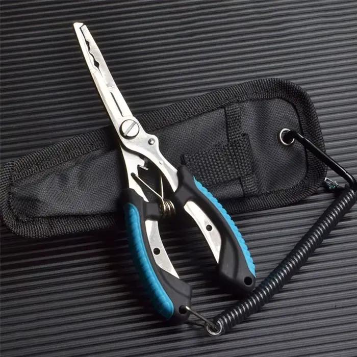 Pince de pêche inox résistante à l'eau salée avec coupe-ligne et dégorgeoir pour matériel de pêche
