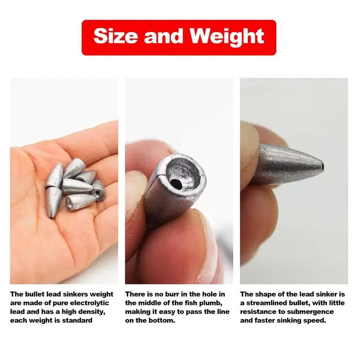 Kit de plombs de pêche bullet pour leurres souples, Texas rig et pêche du bar avec