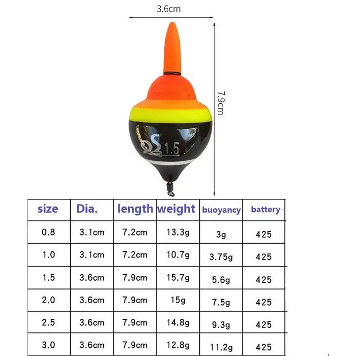 Flotteur lumineux électronique ABS pour pêche de nuit avec pile CR425, idéal pêche en mer et pêche rocheuse