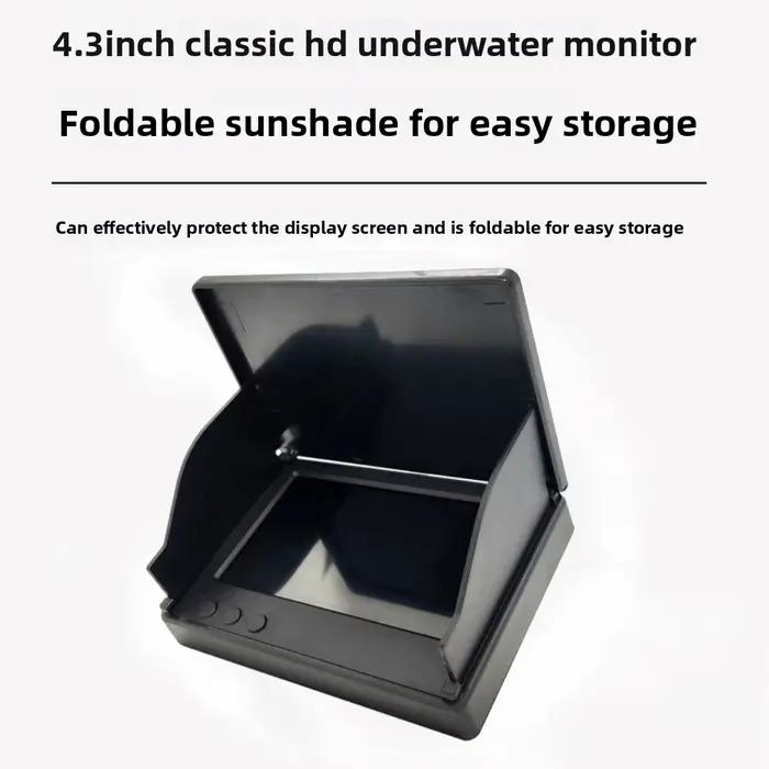 Moniteur de pêche sous-marine 4.3" écran IPS avec vision nocturne et pare-soleil pour fishfinder