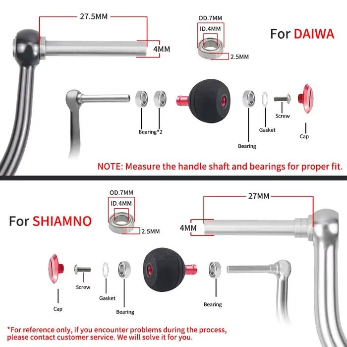 Boutons EVA EKfan 38/50MM Roulements 7x4x2.5MM Axe 4MM Manette Moulinet SHI&DAI DIY Pêche