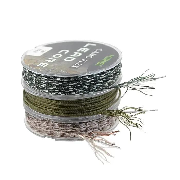 Ligne plombée carpe 35LB 7 mètres pour montage hair rig - tresse 3 couleurs résistante
