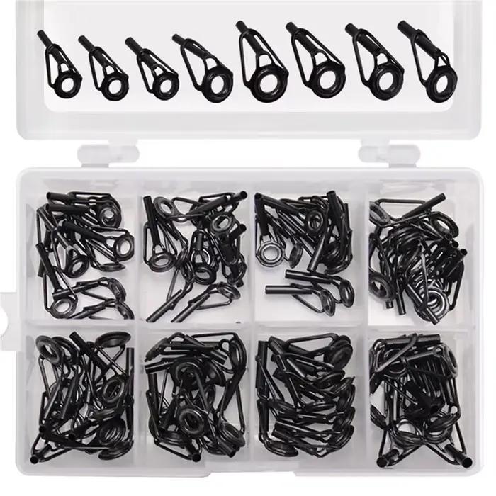 Kit réparation 80 pièces anneaux guides canne pêche céramique TS acier inoxydable DIY