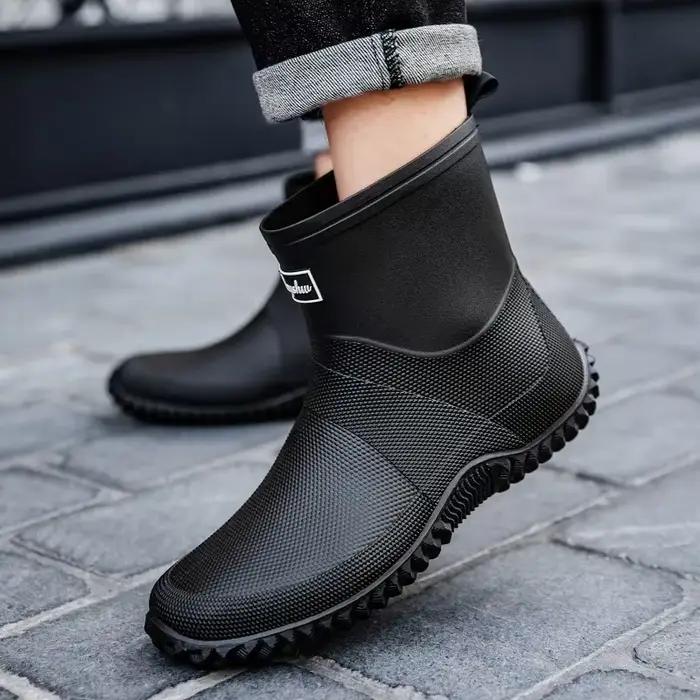 Bottes pluie caoutchouc naturel homme haute imperméables extérieur épaisses antidérapantes résistantes pêche