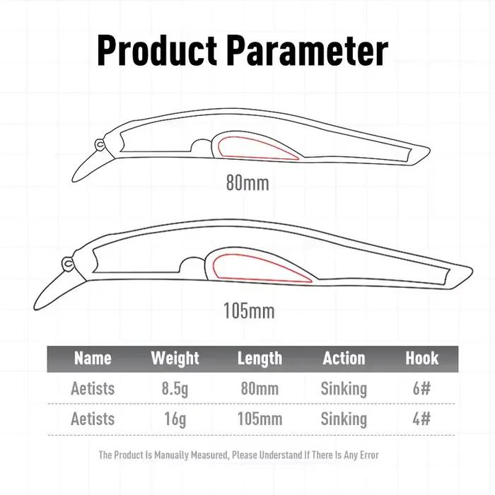 Leurre de pêche Silence Sinking Minnow 80mm 105mm, appât dur jerkbait pour bar et carnassiers