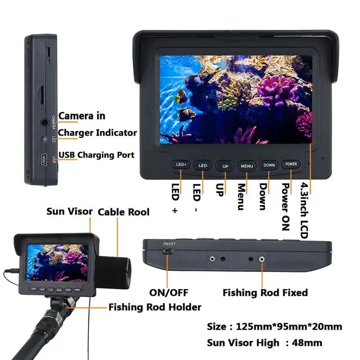 Caméra sous-marine GAMWATER 4.3" avec batterie 5000mAh - Détecteur poissons 1000TVL étanche IP68 pour pêche 30M
