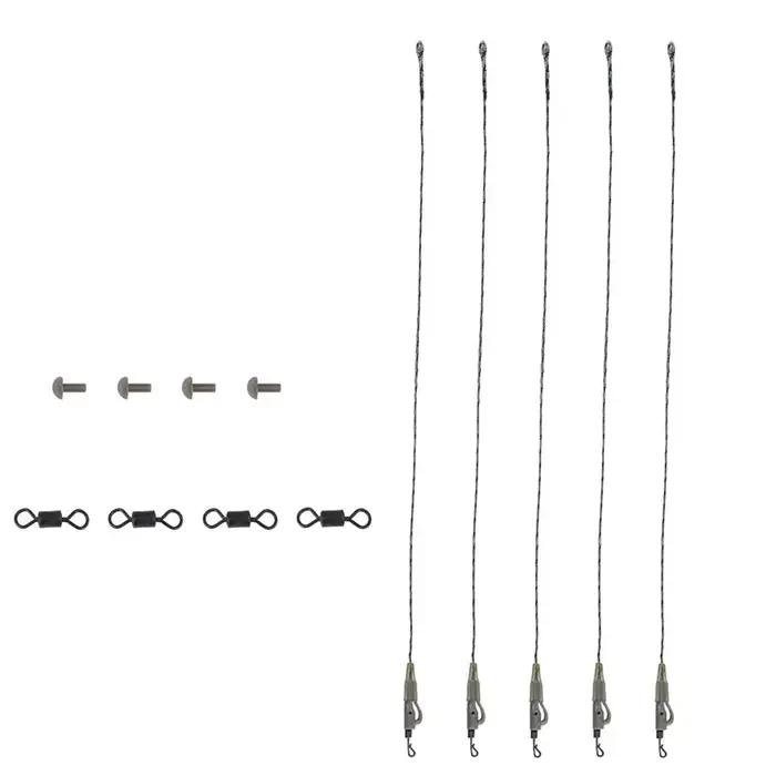 4 leaders en leadcore pour la pêche de la carpe 50 70 80 100 cm avec