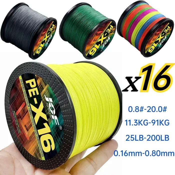 Ligne de pêche PE multifilament JOF 16 brins 1000M extrêmement résistante 25-200LB pour pêche sportive