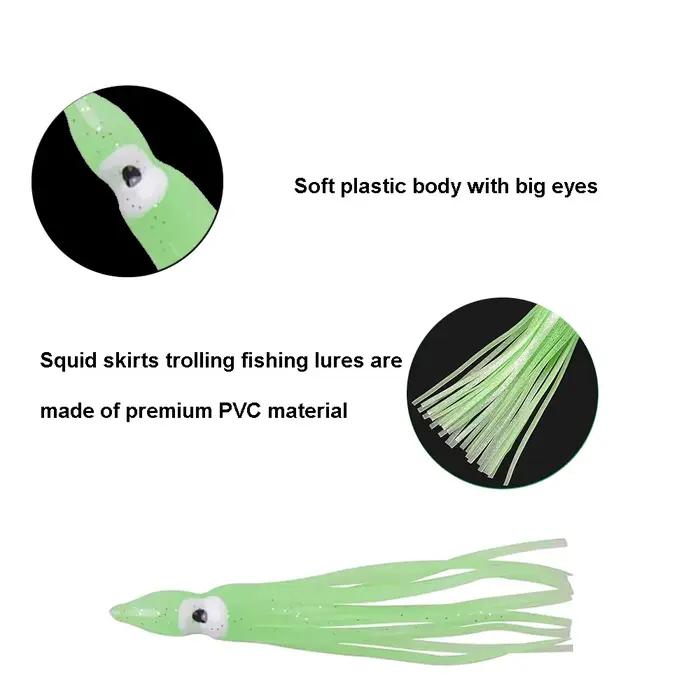 Lot 20 pièces leurre souple poulpe 6.5cm - Skirt caoutchouc pour jig et pêche thon voilier