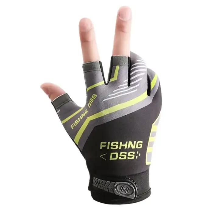Gants de pêche homme été anti-UV anti-dérapants trois doigts respirants pêche route sub protection solaire