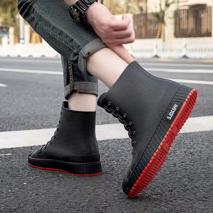 Bottes pluie homme femme été mi-mollet imperméables hiver doublure polaire chaud antidérapant extérieur