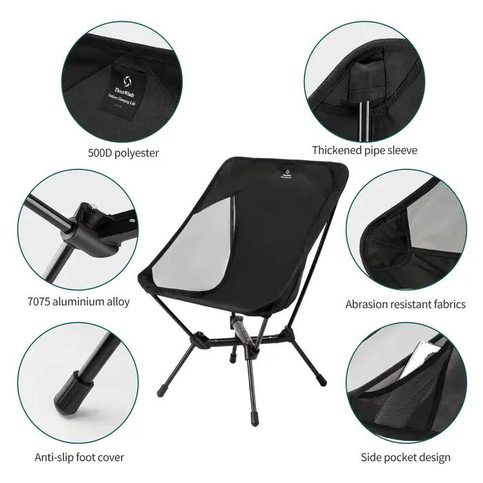 Chaise de camping ultralégère Thous Winds pour adultes et enfants avec sac de rangement pêche