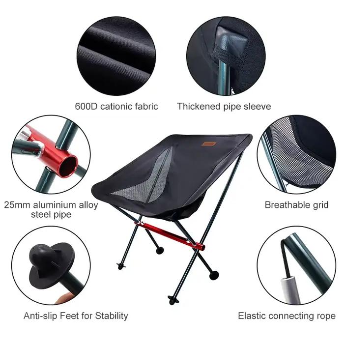 Chaise de pêche pliante PACOONE Oxford - Siège allongé ultra-léger pour camping