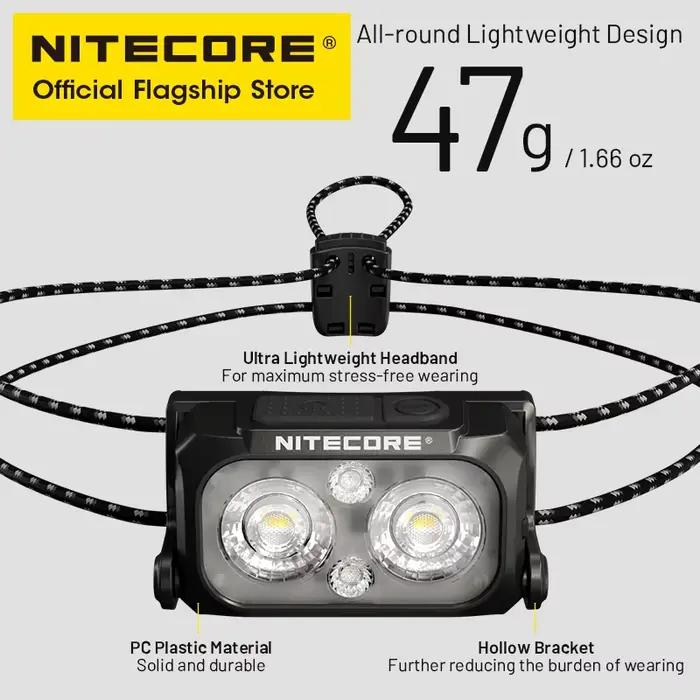 Lampe frontale NITECORE NU25 MCT rechargeable USB-C températures couleur pour randonnée pêche