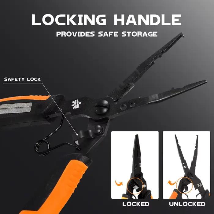 Pinces multifonctions ZUKIBO avec affûteur hameçon - outils pêche inox revêtement PTFE durable