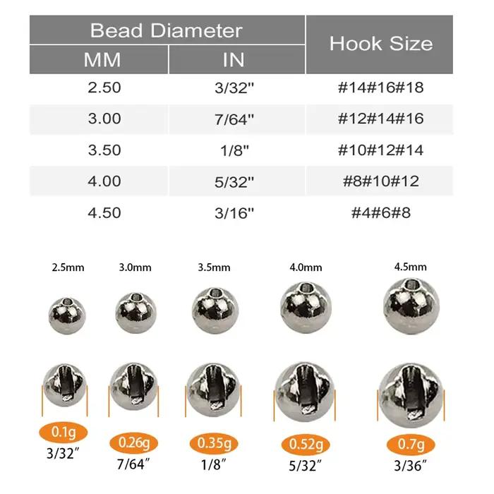 Perles tungstène Aventik 2.5-4.5mm pour montage de nymphes - matériel fly tying haute densité