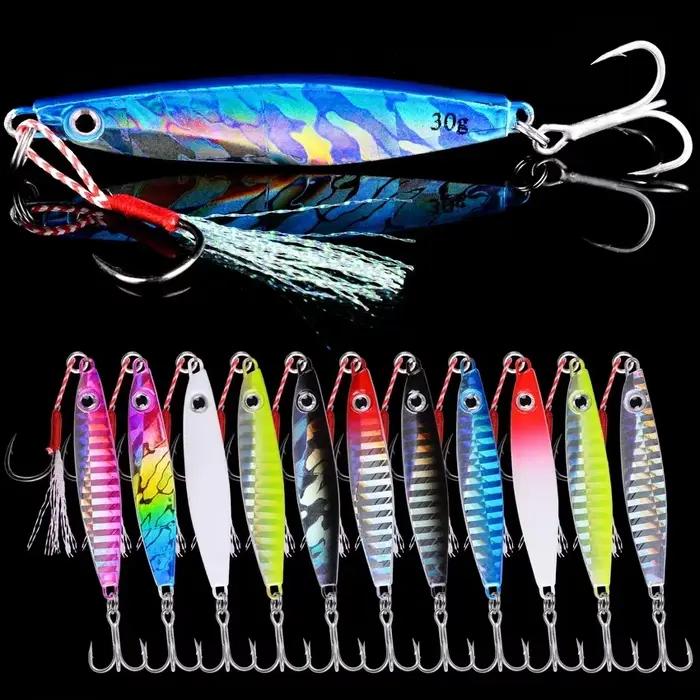 Leurre métal casting 12 pièces 7g à 40g pour bar et pêche du bord, leurre coulant appât artificiel