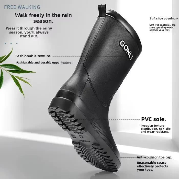 Bottes mi-mollet polaire pêche homme imperméables antidérapantes lavage auto travail toutes saisons