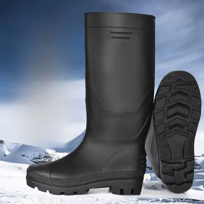 Bottes de pluie homme tube haut noires épaisses antidérapantes construction pêche