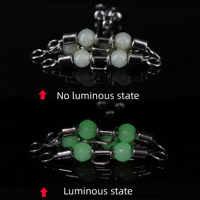 10 pièces émerillons luminescents 3 voies perles perles avec hameçons pour la pêche de nuit