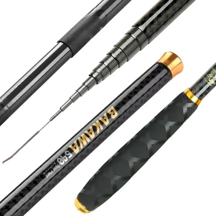 Canne télescopique BAKAWA carbone fibre ultralégère 2.7m à 7.2m pour pêche en rivière et feeder