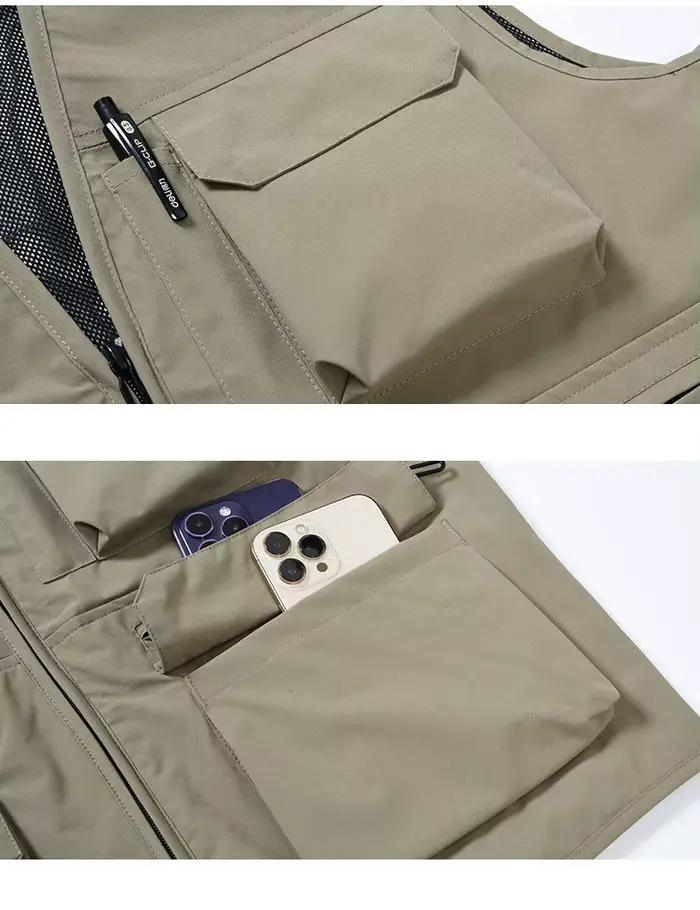 Gilet technique multi-poches pour pêcheur - Veste légère style travail homme poches pratiques
