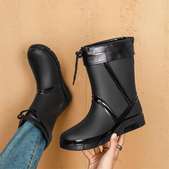 Bottes de pluie homme mi-mollet doublées polaire pêche extérieur étanches chaussures gel