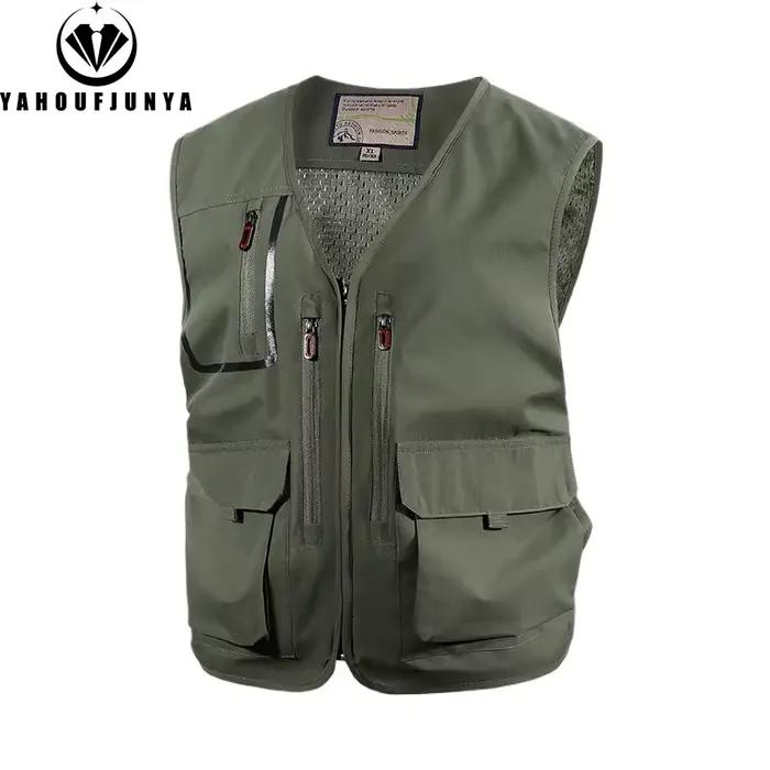 Veste sans manches pêche été 2025 homme - Respirante légère multi-poches pour camping et activités outdoor