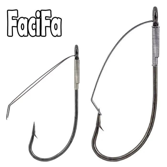 20 hameçons simples weedless sans barbillon pour montage wacky rig, tailles 6 à 5/0 en acier haute carbone
