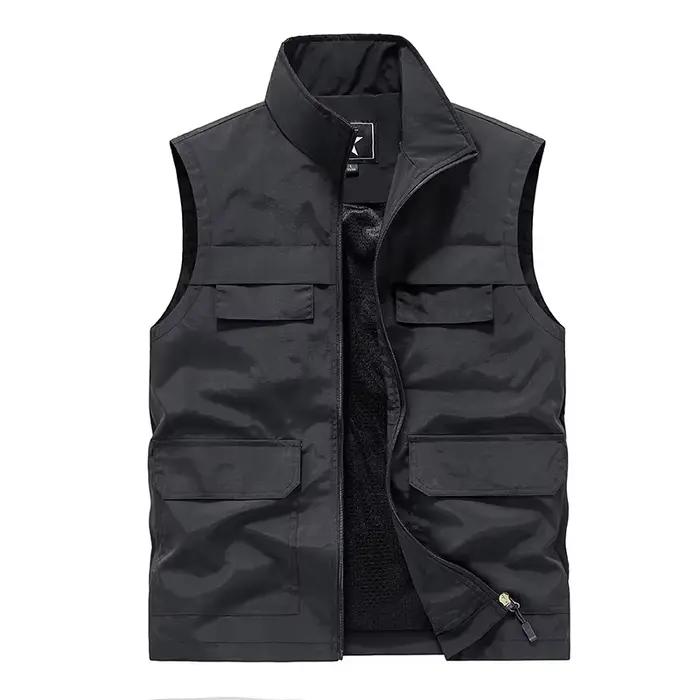 Veste sans manches pêche homme été respirante multi-poches cargo loose décontractée