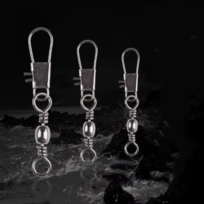 Lot de 100 émerillons à roulement à billes 4 tailles avec clips Fastlock pour accessoires de pêche