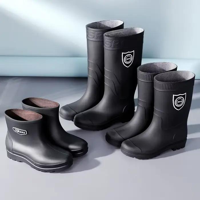 Bottes pluie industrielles épaisses pêche - Chaussures eau doublées polaire anti-dérapantes chaudes cuisine