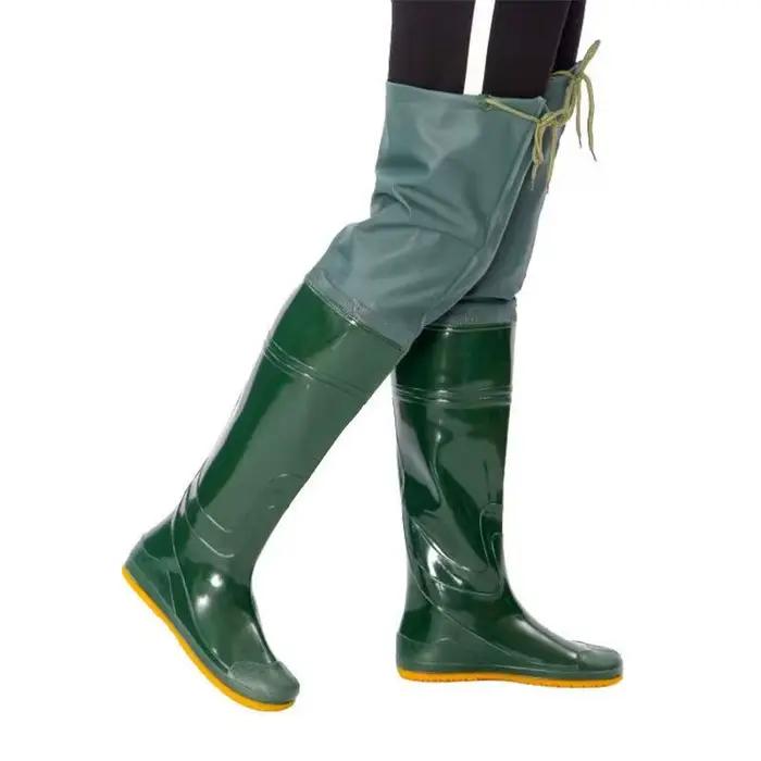 Bottes de pêche rizière hautes avec pantalon intégré pour pêche en eau profonde