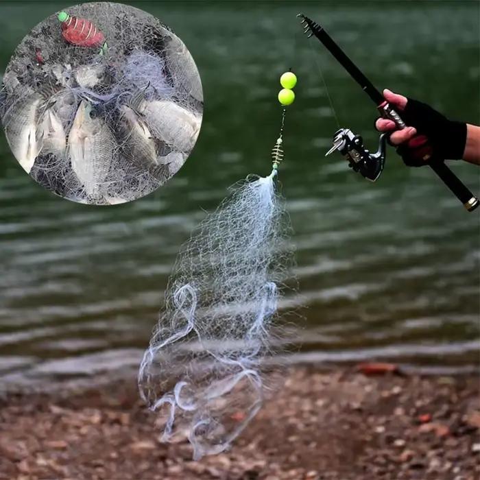 Filet de pêche lumineux avec perles et piège à appâts en cuivre pour poissons de mer et bancs